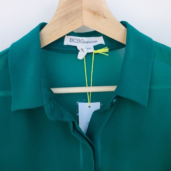 Sheer Button Down Blouse NWT BCBGeneration XXS - Picture 2 of 6